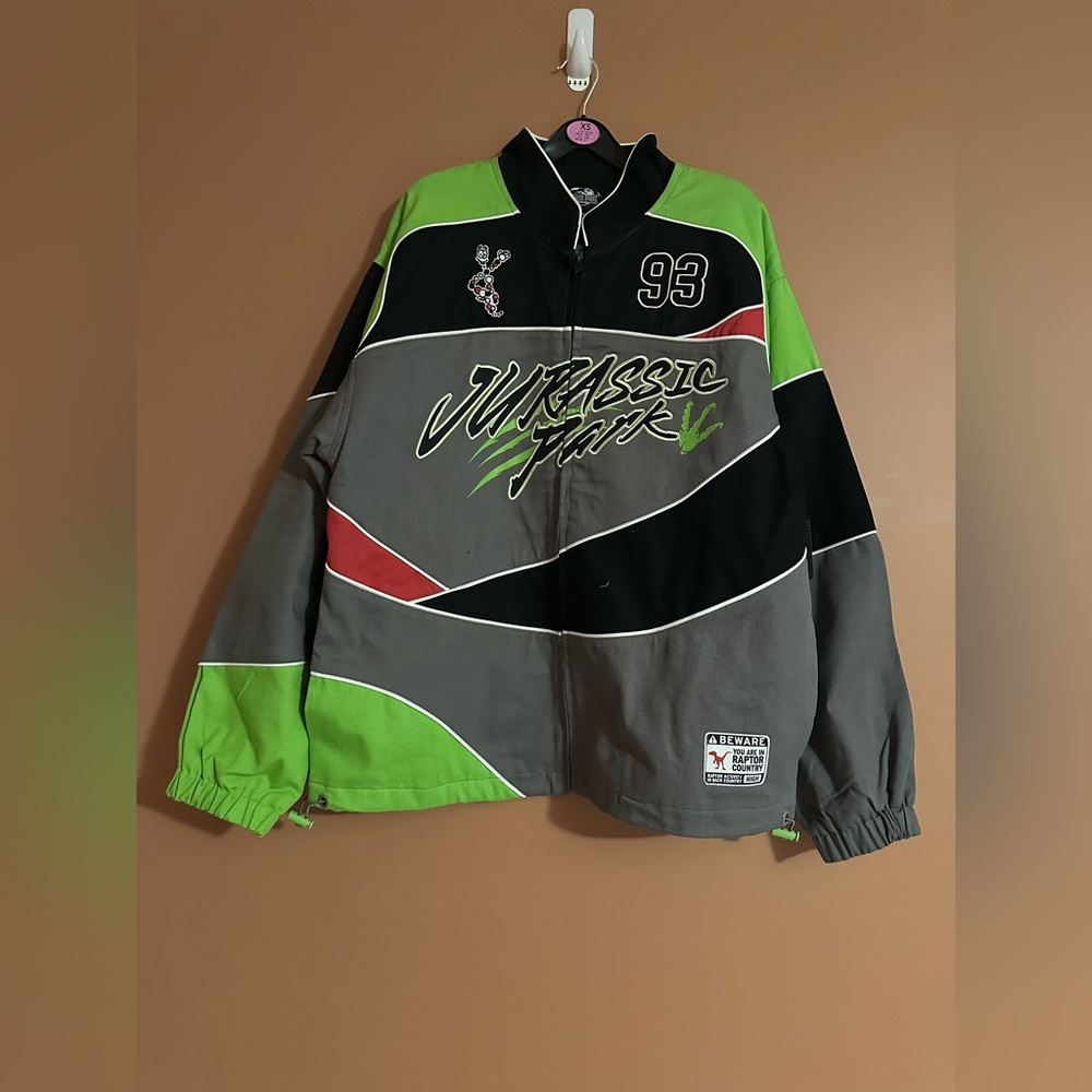 Jurassic Park Men's Windbreaker Jacket - Green, Black, Gray